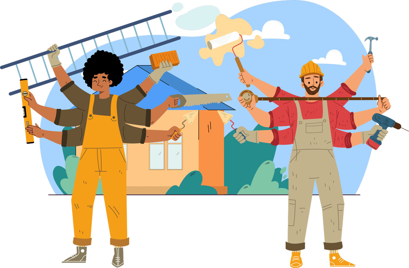 Illustration de professionnels du service